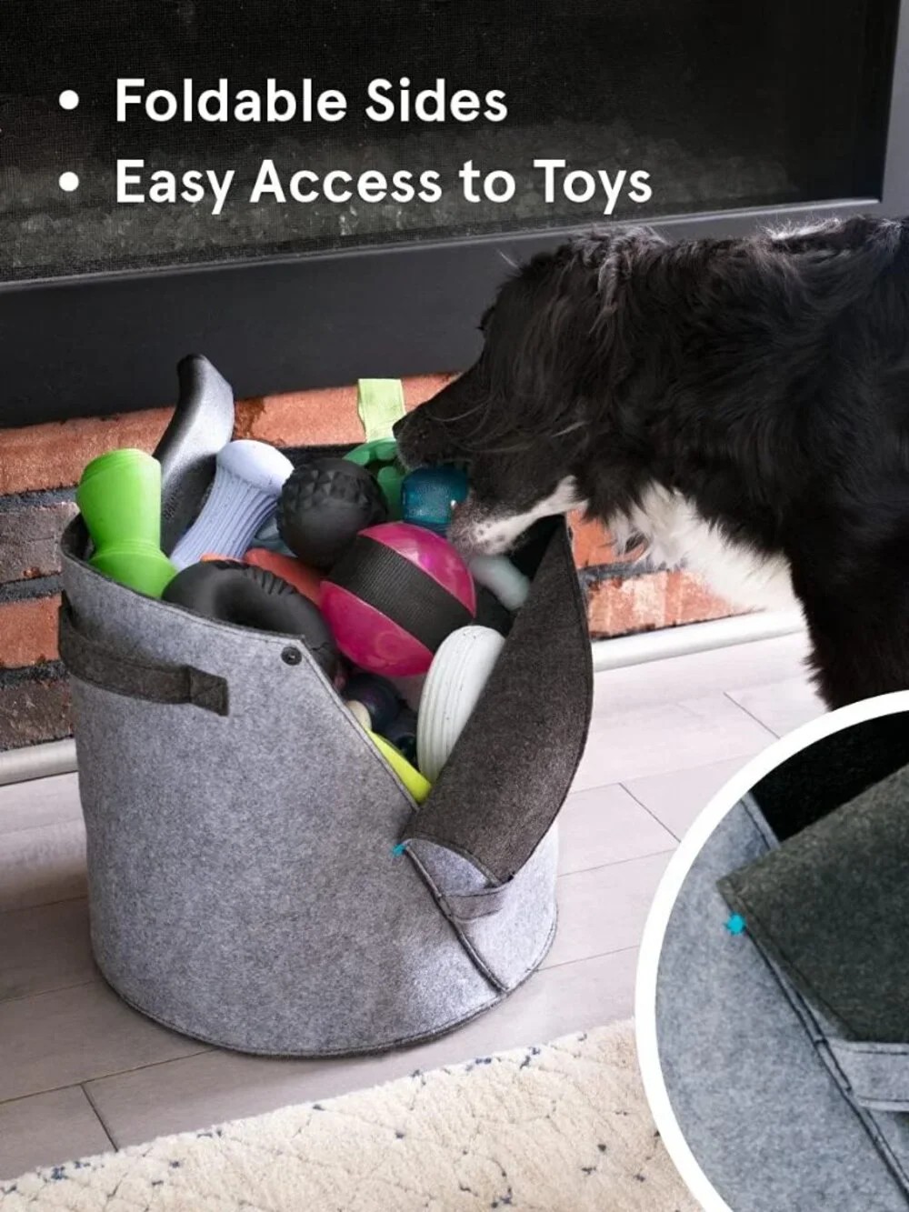 NEW Gray Bark Bag Storage Bin Dog Toys Gray Pet Supplies Container 12x13